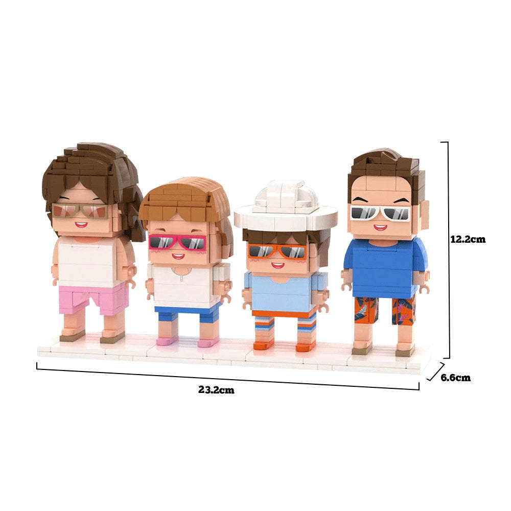 Regalos De Navidad Figura De Ladrillo Personalizada De Cuerpo Completo 4 Personas Bloque De Partículas Pequeñas Juguete Ladrillo Yo Figuras Familia - minebrickes