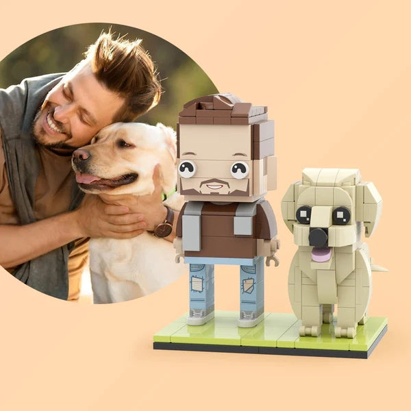 Regalos Para Amantes De Las Mascotas, Labrador Personalizable, Personas De Cuerpo Completo Con Perro, Figuras De Ladrillo Personalizadas, Hermoso Paisaje, Figuras De Brick Me