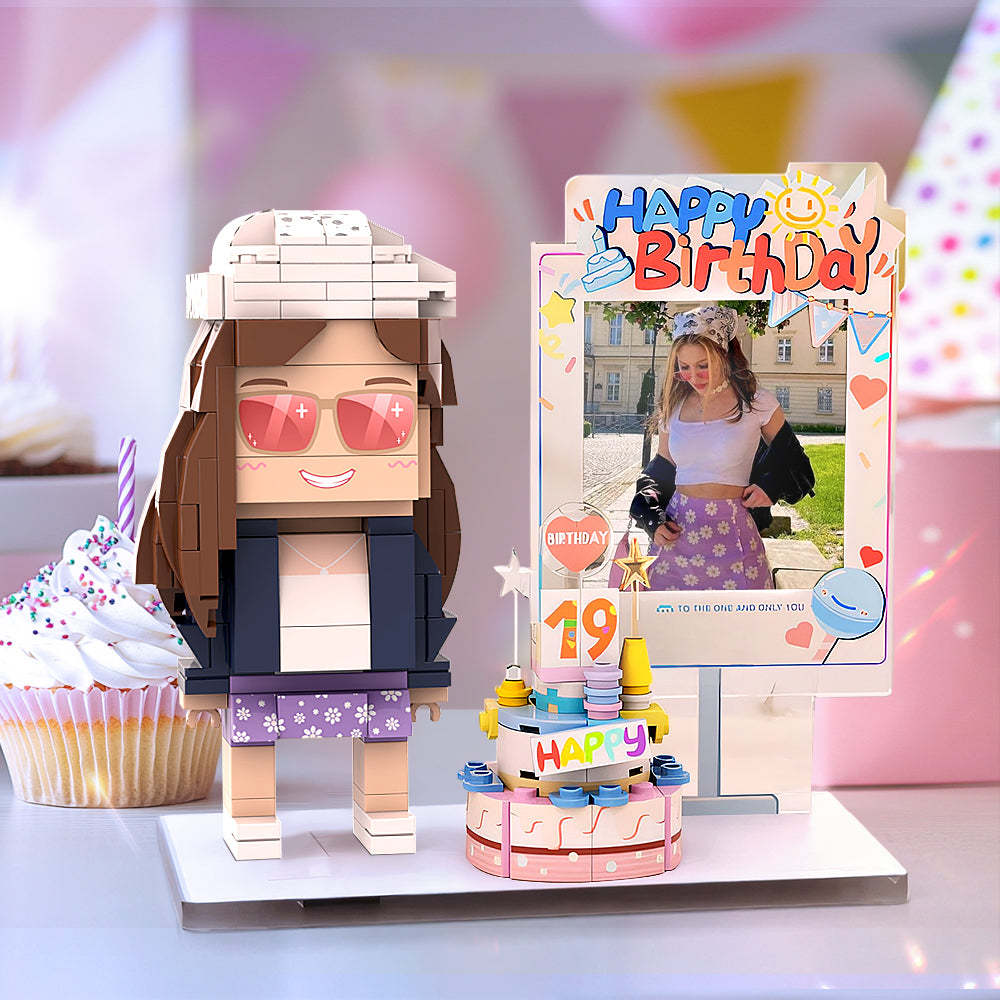 Figuras De Ladrillos Con Temática De Cumpleaños De Cuerpo Completo Juguete De Plástico Entrelazado Universal Personalizable 1 Persona Juguete De Bloque De Partículas Pequeño Regalo Para Cumpleañera - 