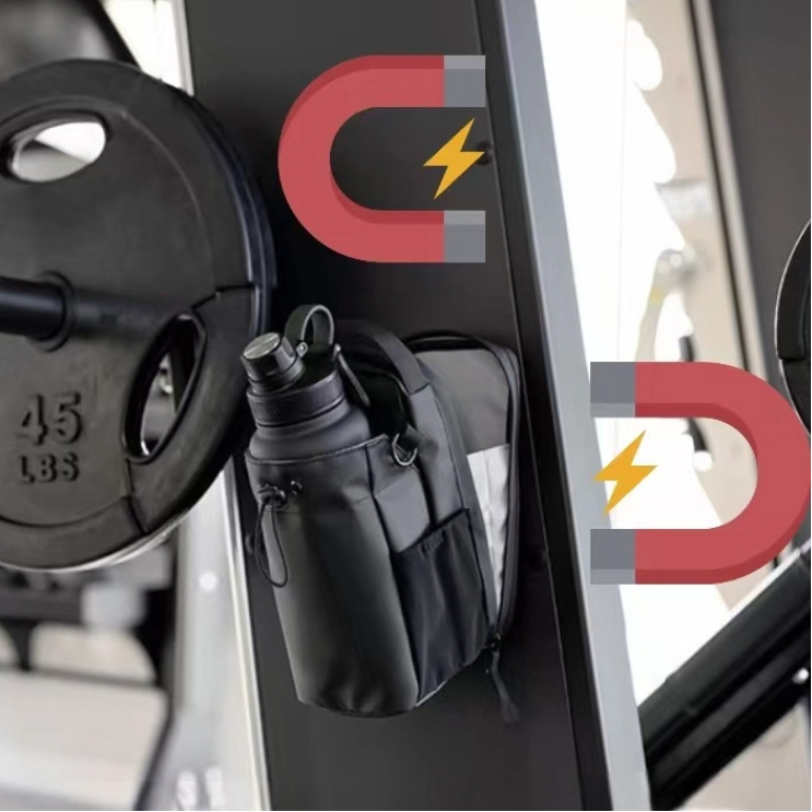 Botella Deportiva Negra Soporte Magnético Para Botellas De Fitness Bolsa De Almacenamiento Portátil De Gran Capacidad (para Botellas Y Equipo) Agarre Magnético Potente Organizador De Accesorios De Fitness
