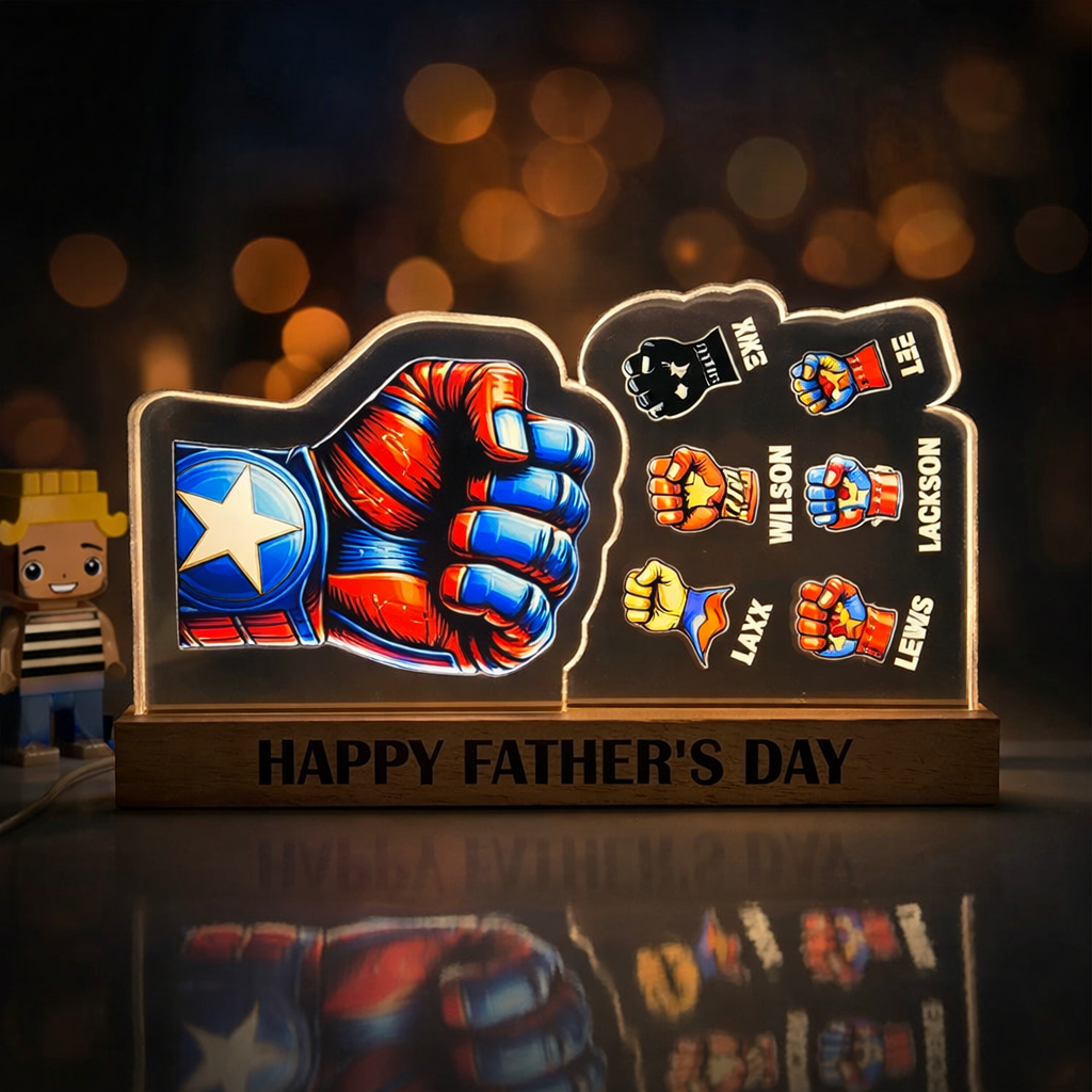 Lámpara Y Decoración Personalizada 3d De 15 Mm De Grosor Con El Texto 'super Papá Choca Puños' Y 'el Mejor Papá Del Mundo'. - 