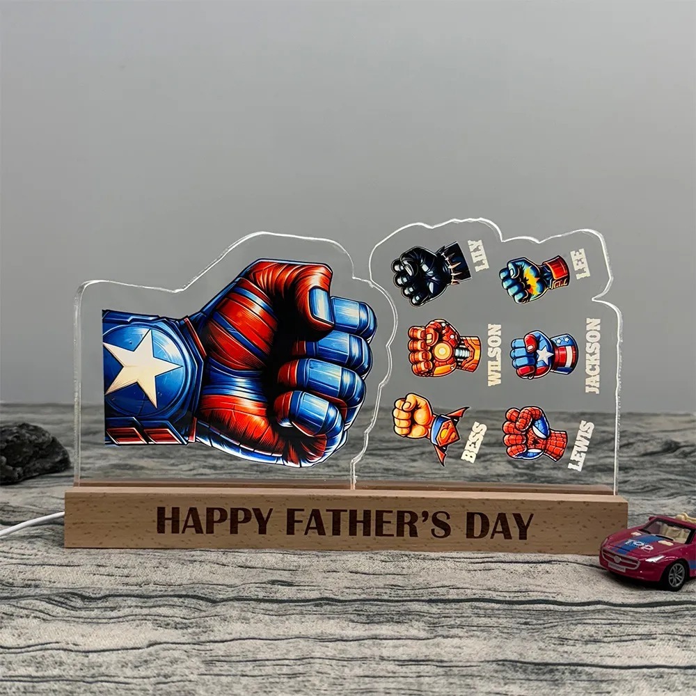 Lámpara Y Decoración Personalizada 3d De 15 Mm De Grosor Con El Texto 'super Papá Choca Puños' Y 'el Mejor Papá Del Mundo'. - 