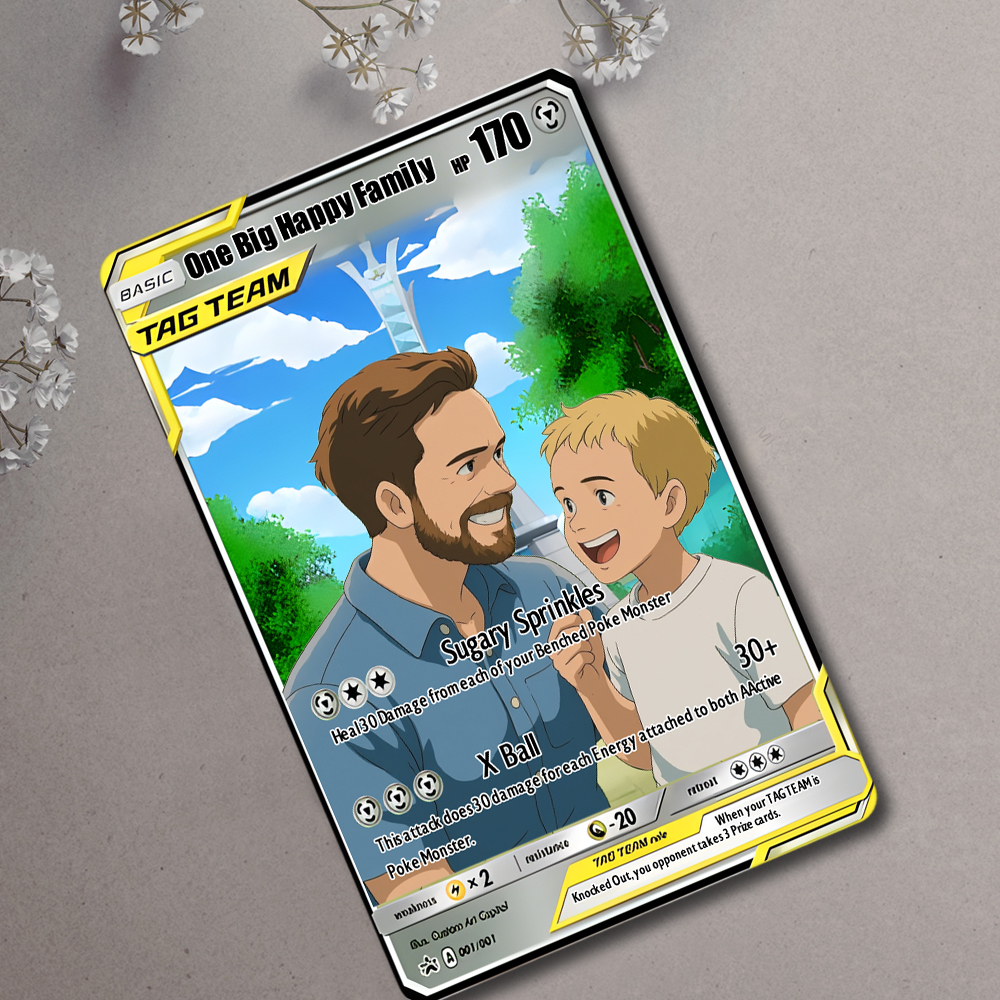 Tarjeta Personalizada De Pokémon Tag Team, Retrato De Pareja De Anime, Regalo Lgbtq, Arte A Juego Lindo - 