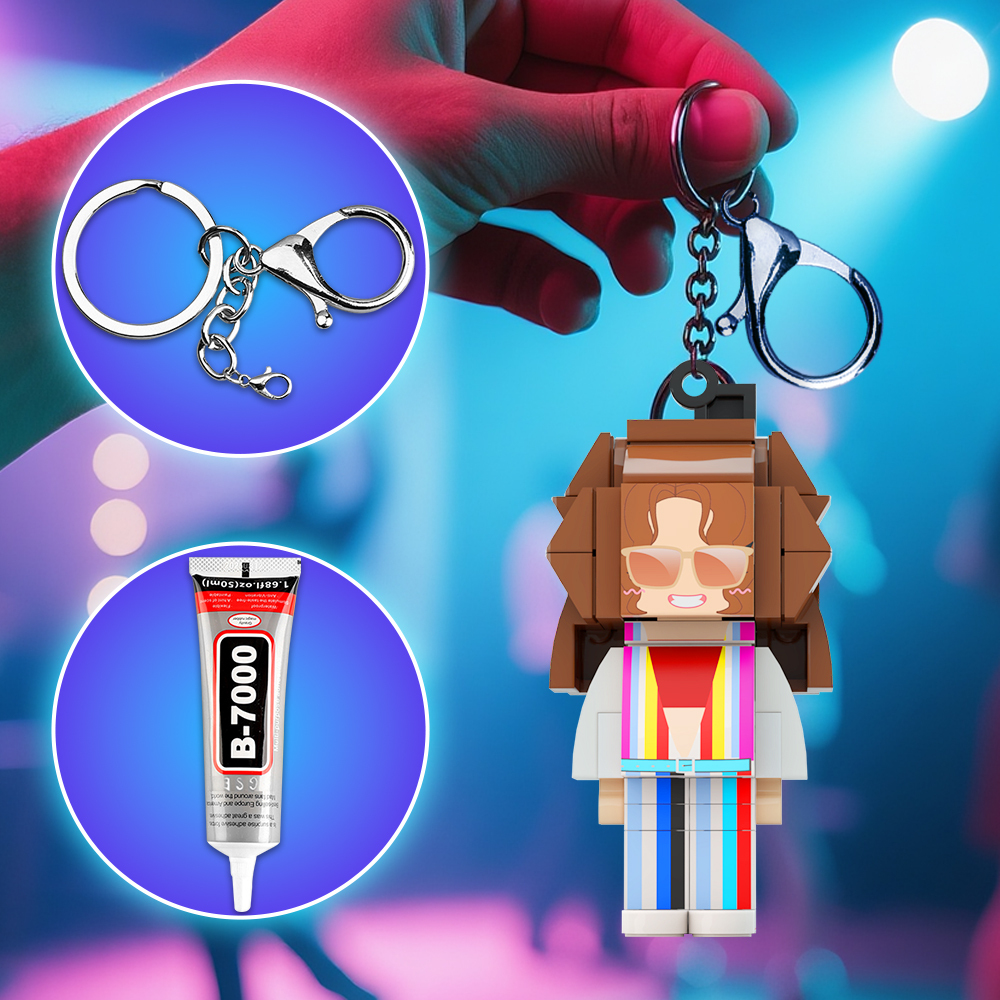 Minifiguras De Ladrillo Personalizadas, Llavero De Bloque De Partículas Pequeño Personalizable Para Una Persona, Divertido Dije Para Bolso. - 