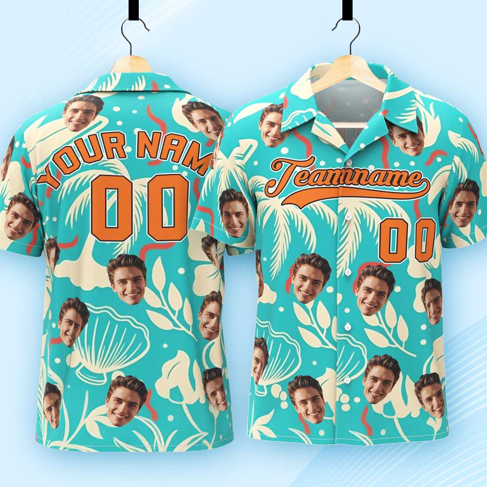 Camisa Hawaiana Personalizada Con Nombre Y Número. Camisa De Playa Floral Hawaiana Personalizada. - 