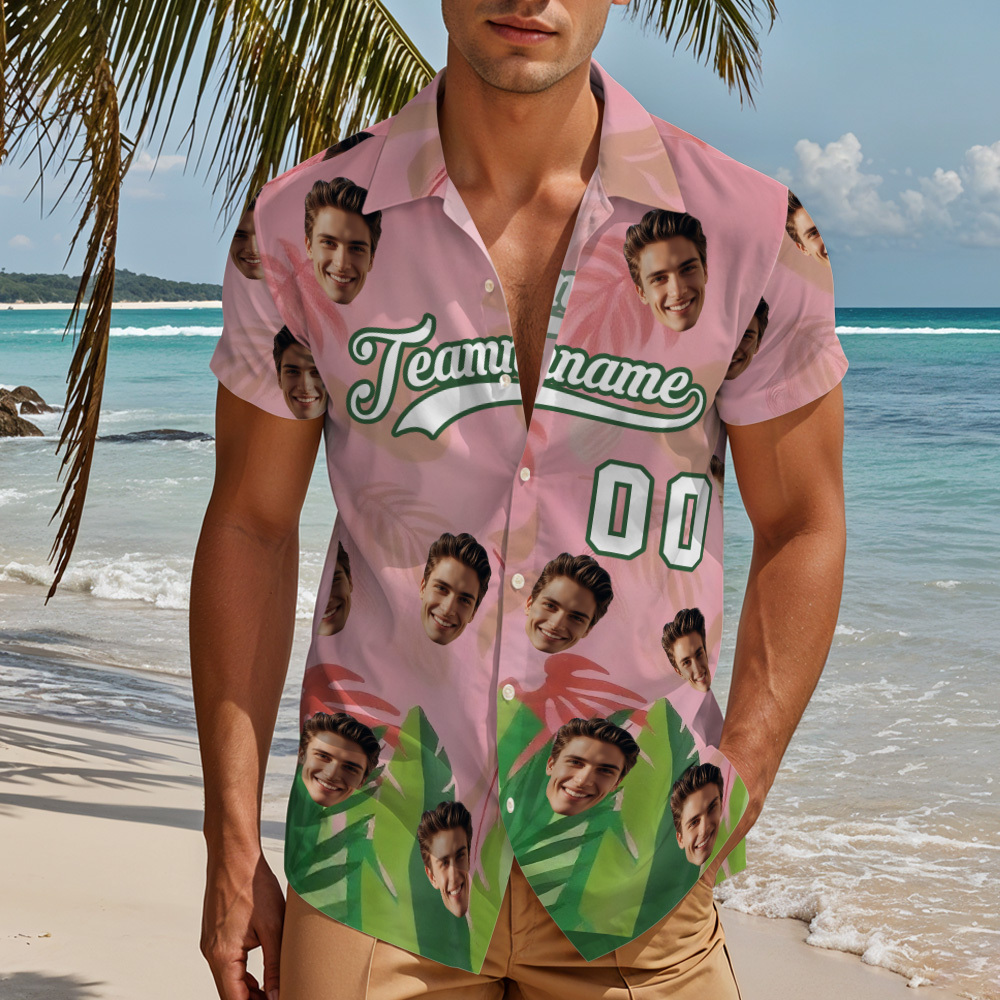 Camisa Hawaiana Personalizada Con Nombre Y Número. Camisa De Playa Floral Hawaiana Personalizada. - 