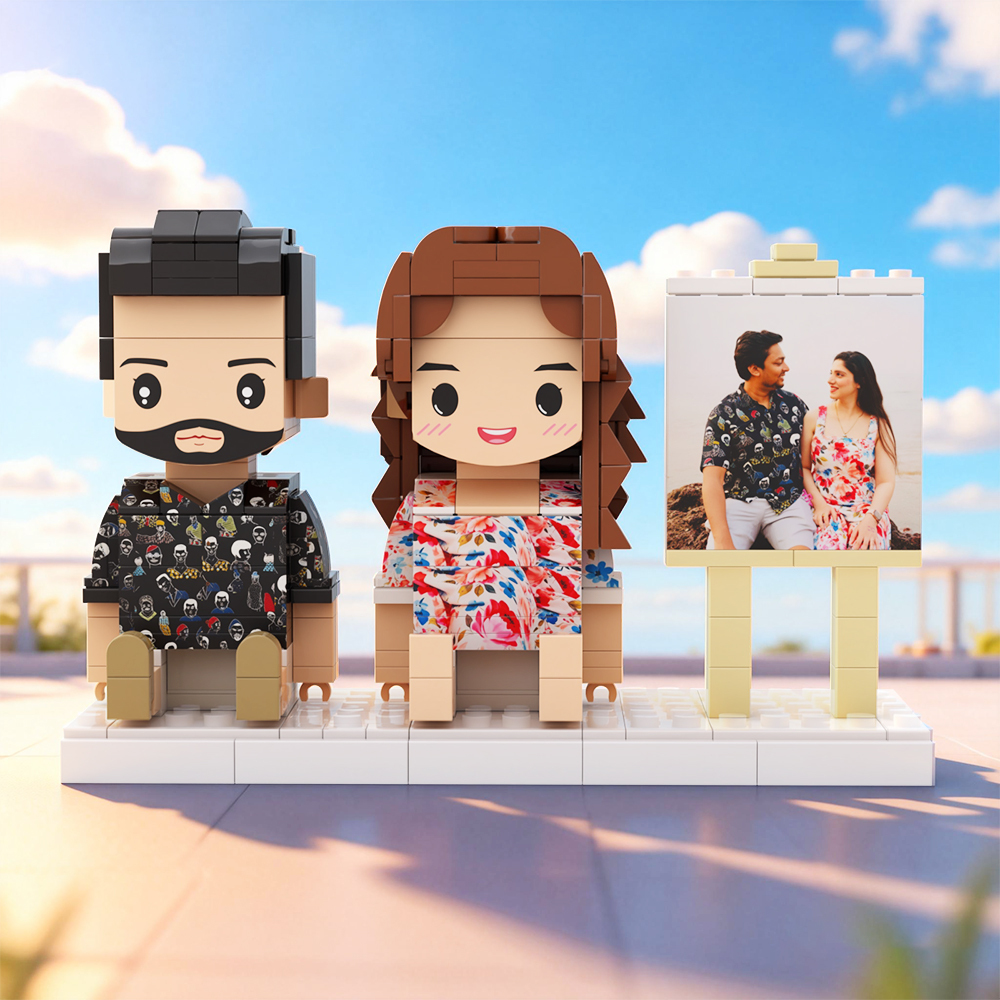 Figuras De Ladrillo Personalizadas De Cuerpo Completo Para 2 Personas, Figuras De Ladrillo Sentadas Personalizadas, Regalos Dulces Para Parejas - 