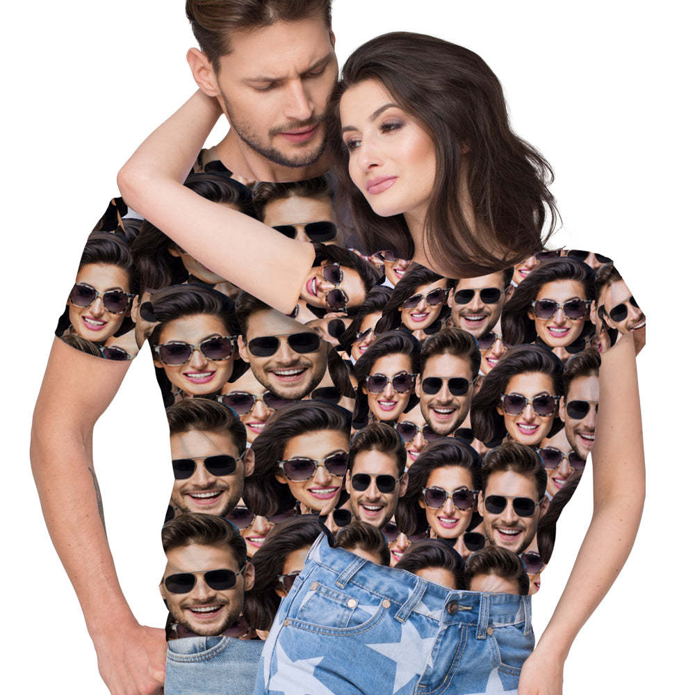 Camiseta Unisex Personalizada Con Estampado Integral Mash Face Para Mujer - 