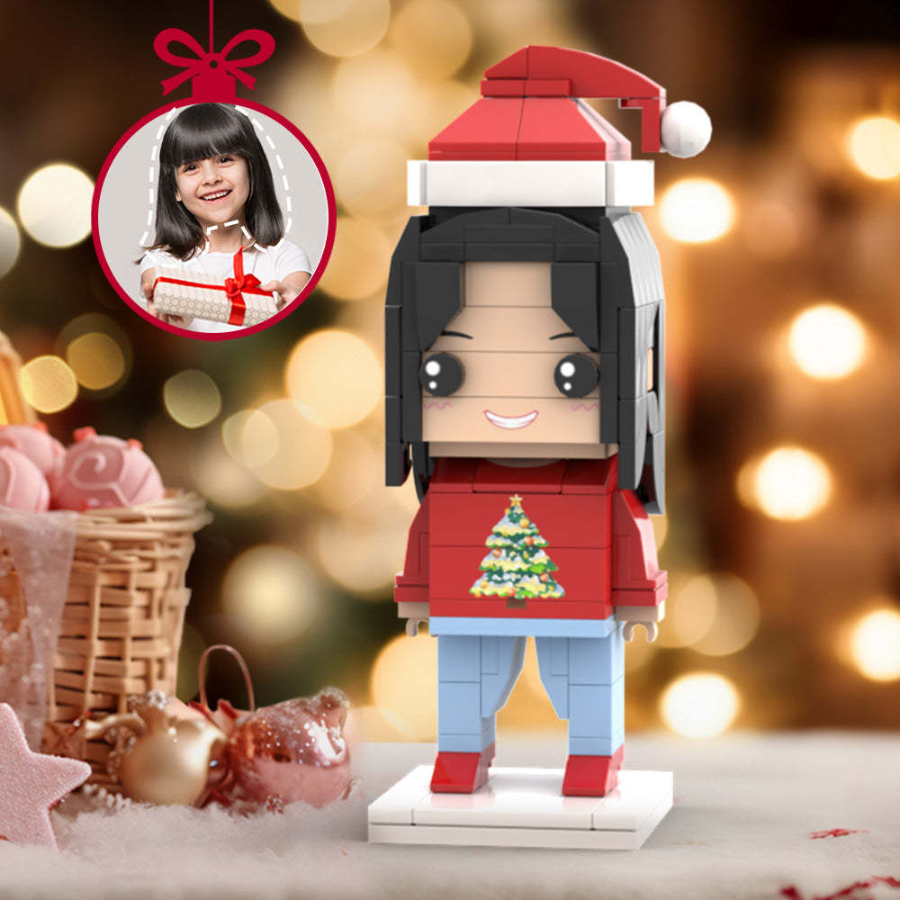 Regalos De Navidad, Figuras De Ladrillos Con Cabeza Personalizadas, Figuras De Ladrillos Personalizadas Con Patrón De Árbol De Navidad, Juguete De Bloques De Partículas Pequeñas - minebrickes