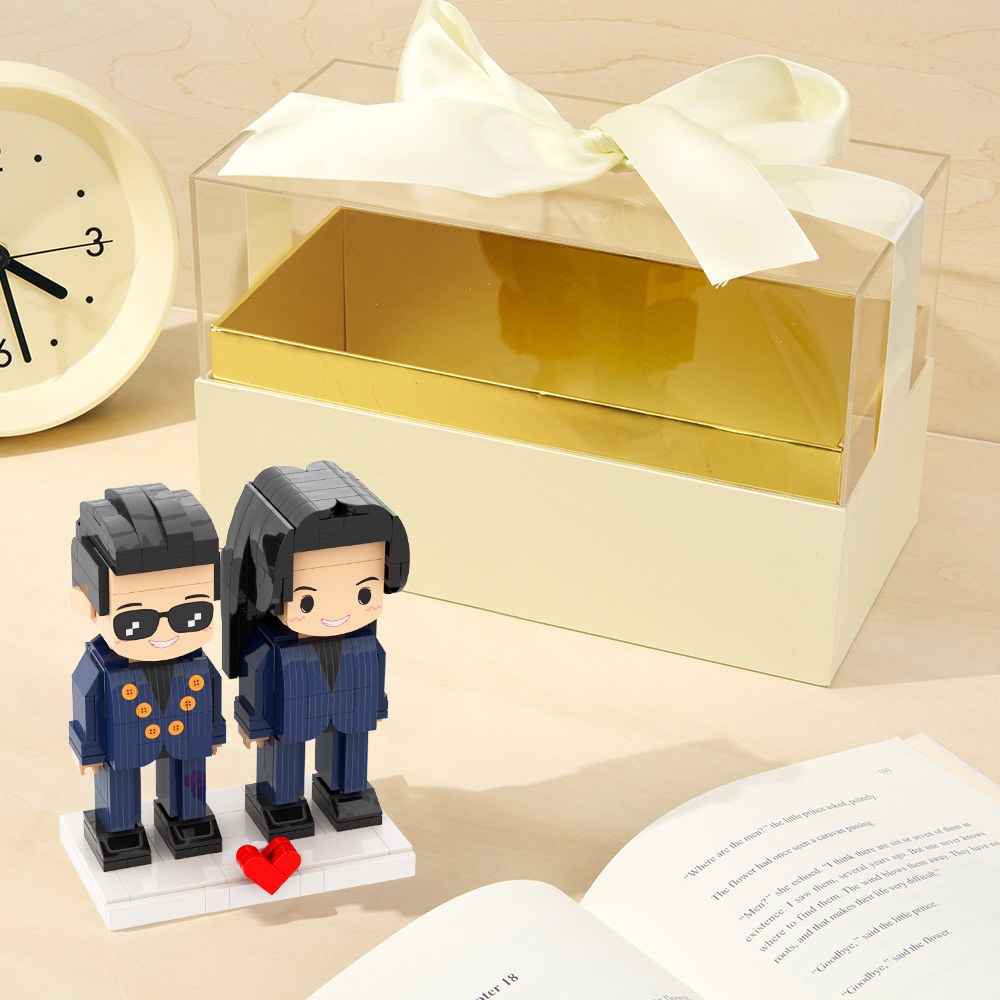 Figuras De Ladrillo Personalizadas De Cuerpo Completo Para 2 Personas Con Caja De Regalo - 