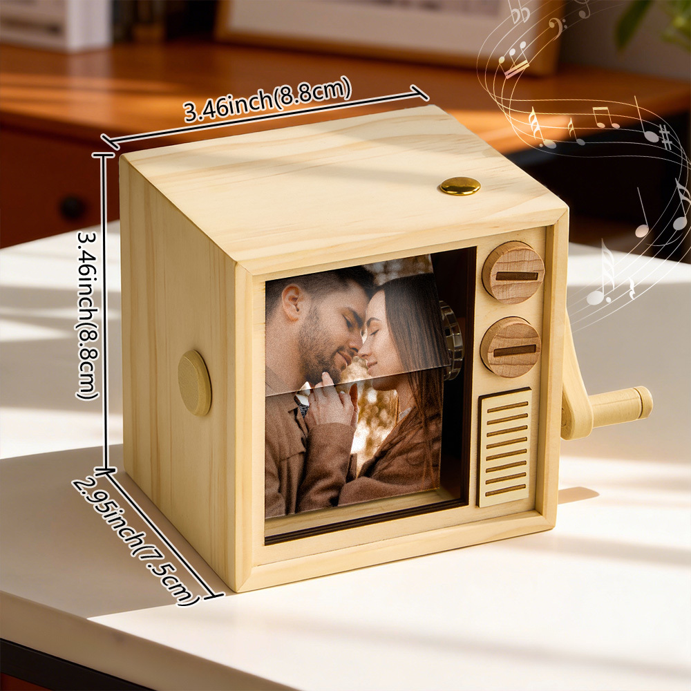 Máquina De Animación De Marcos De Fotos Personalizados Con Flipbook, Caja Mecánica Con Manivela Y Luz De Nogal Negro, Regalo De Navidad. - 