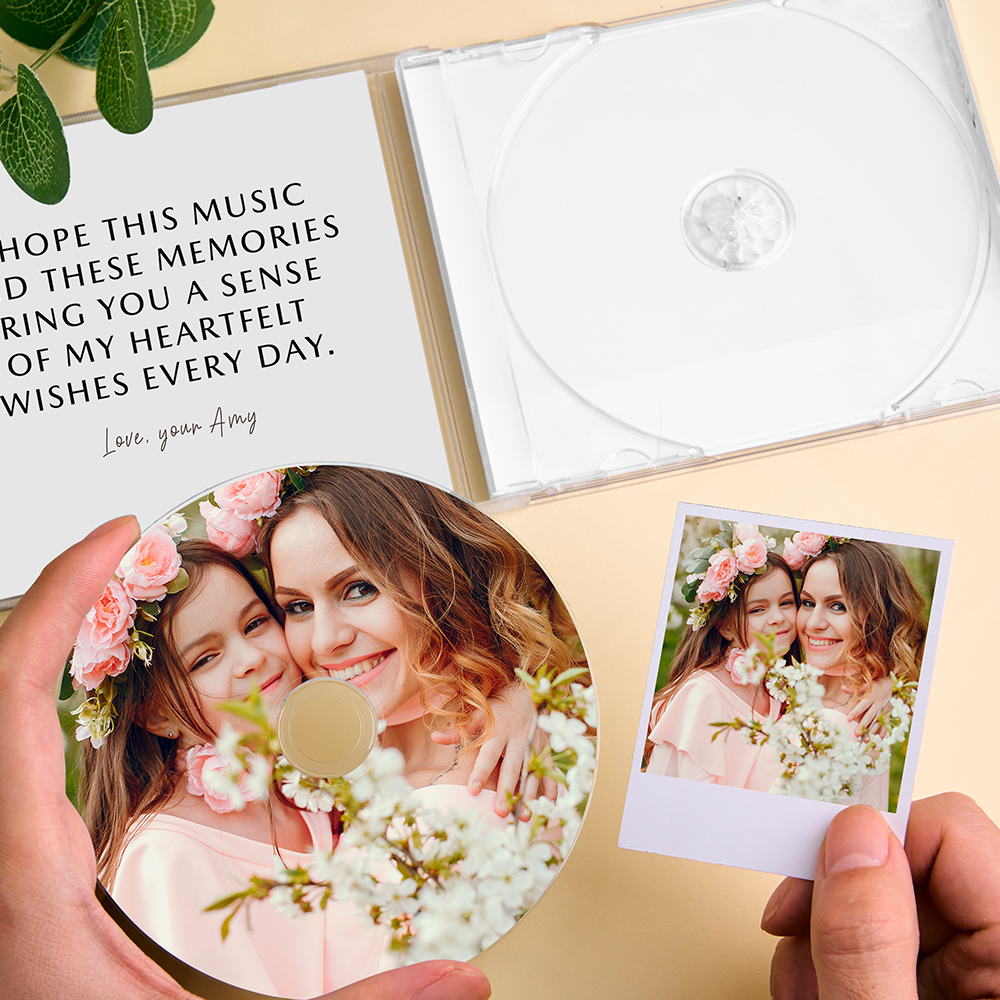Cd De Fotos Con Mixtape De Canciones Personalizado (10/5/16) Y Estuche Para Mamá | Álbum De Cd Personalizado - 