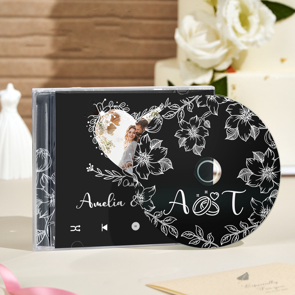 Cd Con Foto Personalizada Y Estuche De Regalo Con Mixtape Musical (5/10/16 Canciones) Para Bodas. - 