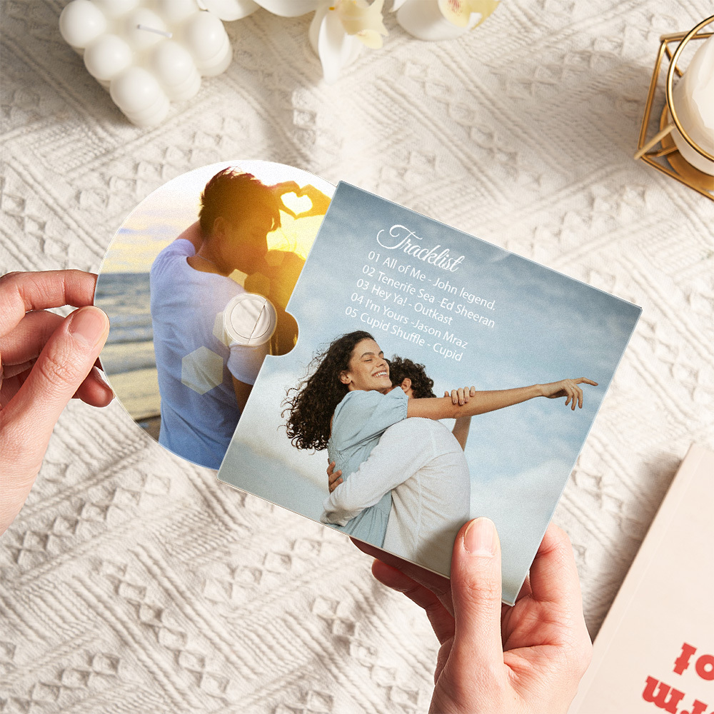 Funda Con Foto Personalizada Para Cd Con Mixtape De Fotos. Elija Entre 5, 10 Y 16 Canciones. Regalo Musical Para Él O Ella. - 