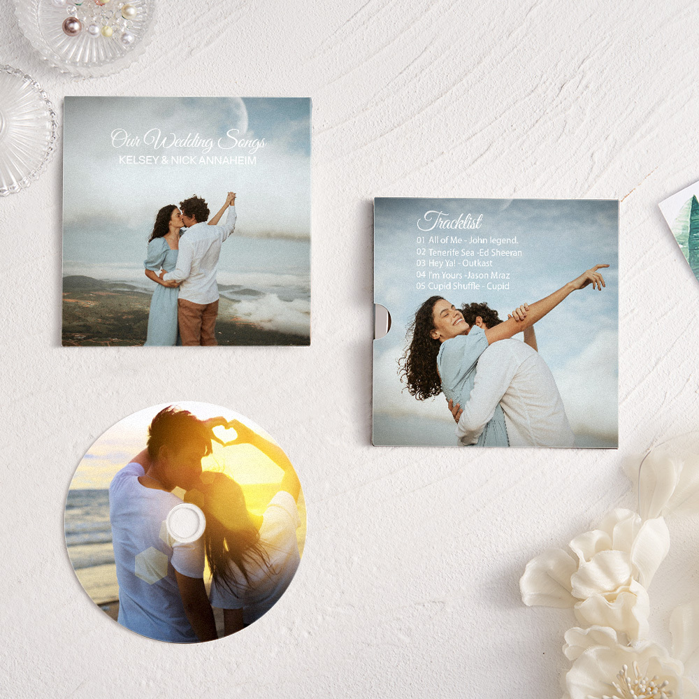 Funda Con Foto Personalizada Para Cd Con Mixtape De Fotos. Elija Entre 5, 10 Y 16 Canciones. Regalo Musical Para Él O Ella. - 