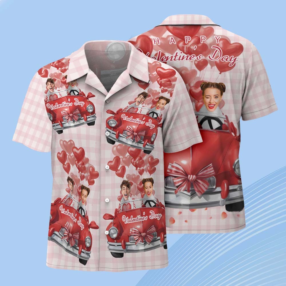 Camisa Hawaiana Rosa Personalizada Para San Valentín, Camisa De Manga Corta Para Parejas, Regalos - 