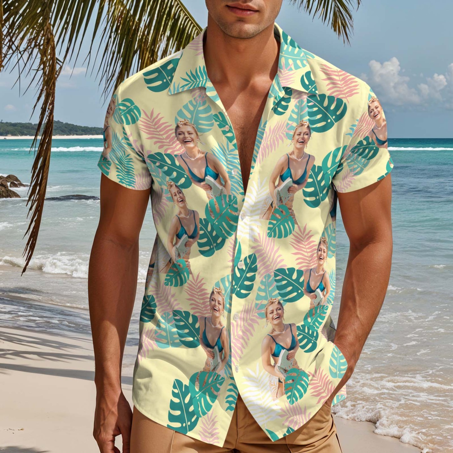 Camisas Hawaianas Personalizadas Con Foto De Chica Sexy, Camisa Hawaiana Para Él. - 