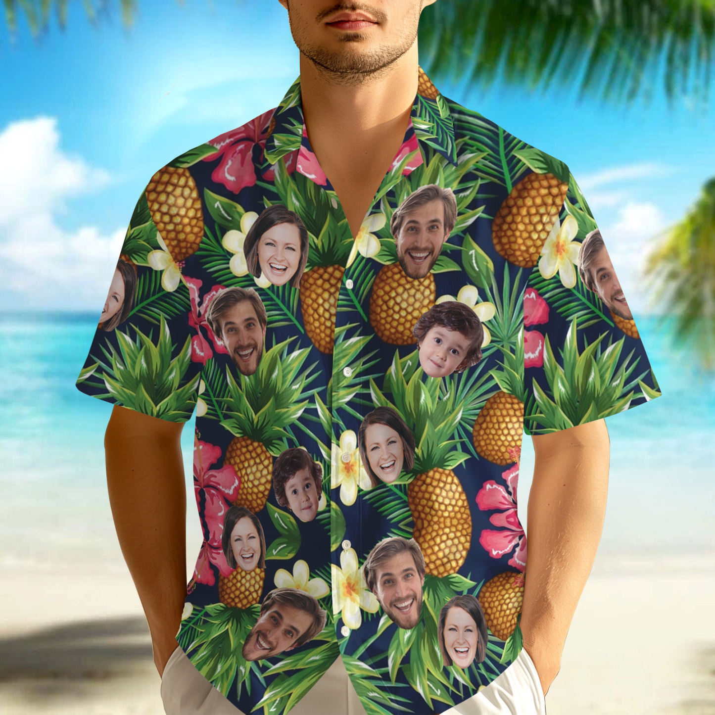 Camisa Hawaiana Personalizada Con Tu Foto. Regalo Único Y Personalizado Para Hombre. - 