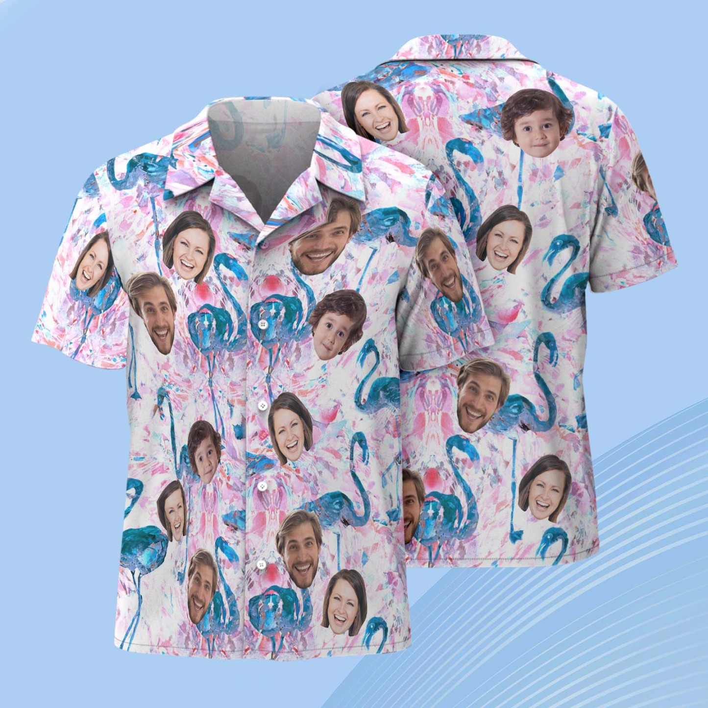 Camisa Hawaiana Personalizada Con Estampado Divertido De Caras, Regalo Fotográfico Personalizado - 