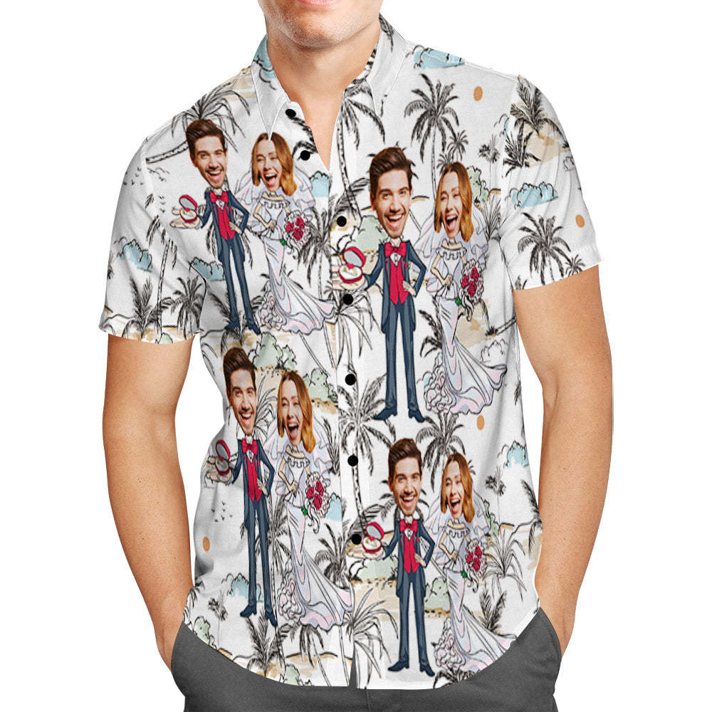Camisa Hawaiana Personalizada Con Foto Artística De Boda. El Mejor Regalo De Bodas. - 