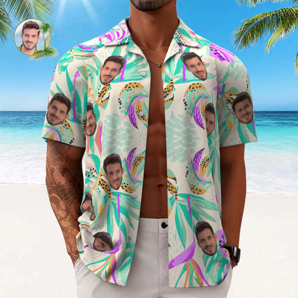 Camisa Hawaiana Personalizada Para Hombre Con Estampado Integral - Regalo - Flores Frescas - 