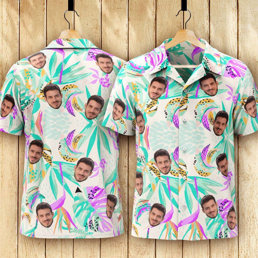 Camisa Hawaiana Personalizada Para Hombre Con Estampado Integral - Regalo - Flores Frescas - 