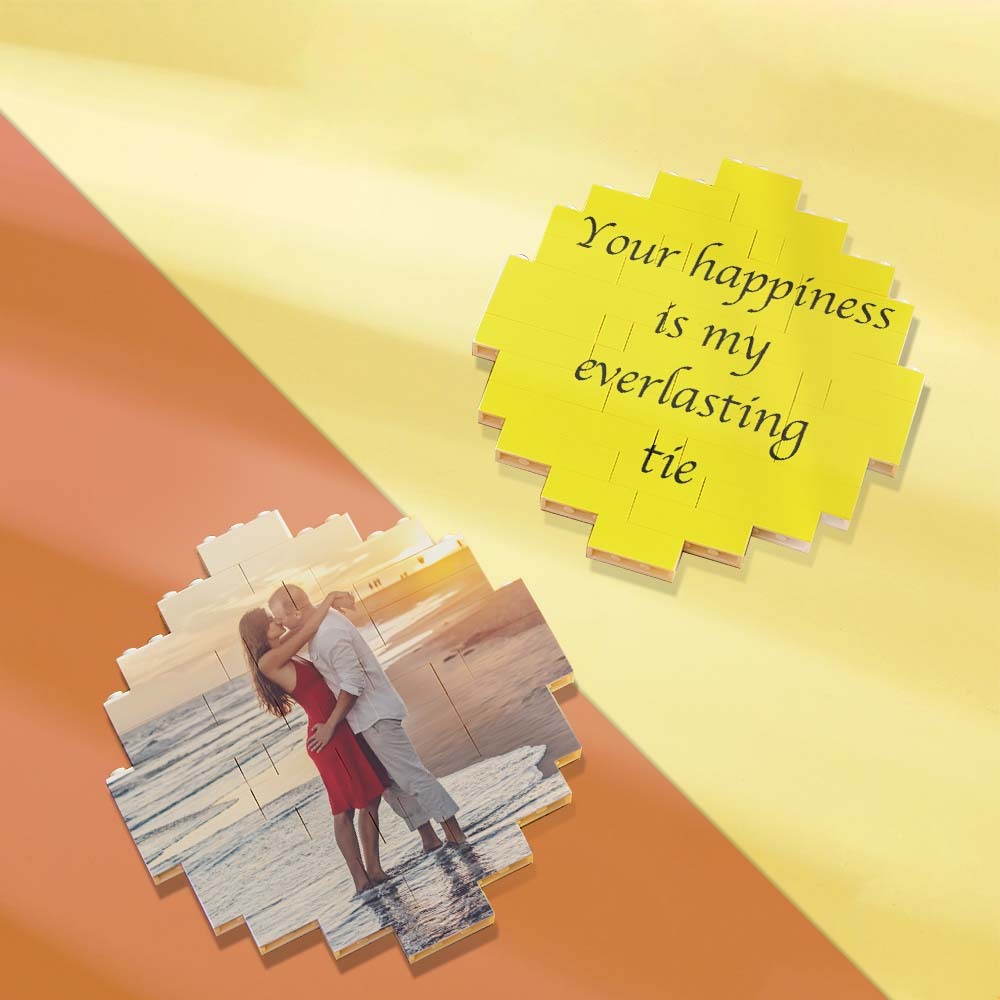 Código de música personalizado Marco de bloque de fotos de edificio redondo de ladrillo personalizado 