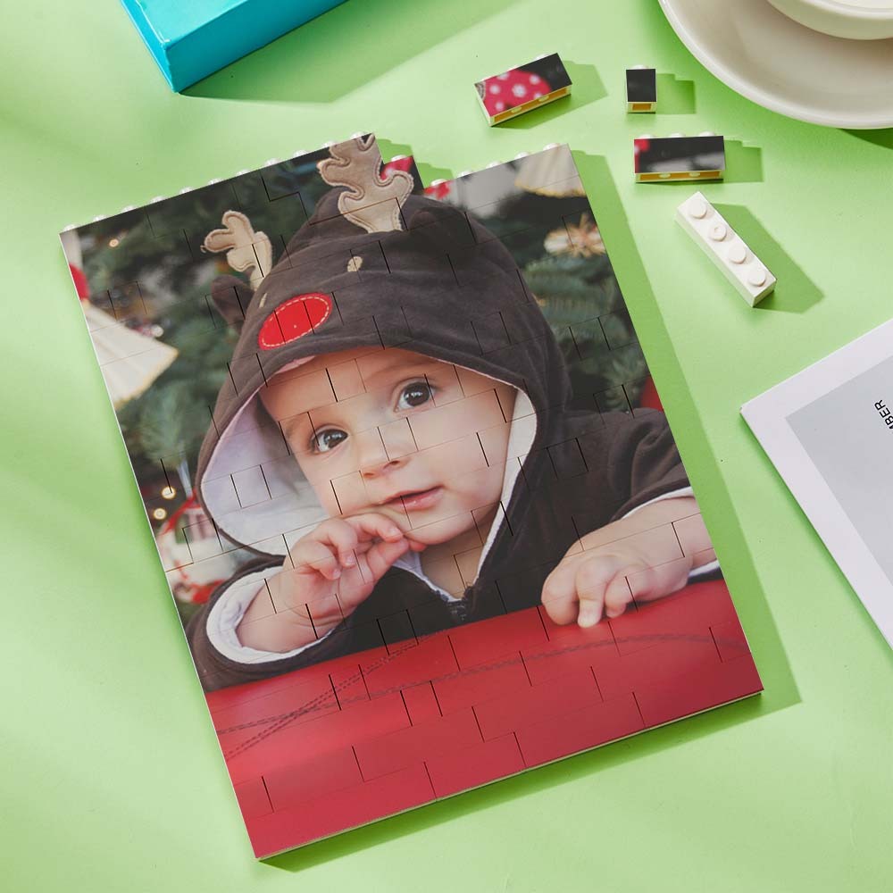 Bloque de fotos de construcción rectangular de ladrillo personalizado Código de música Marco de texto personalizado 