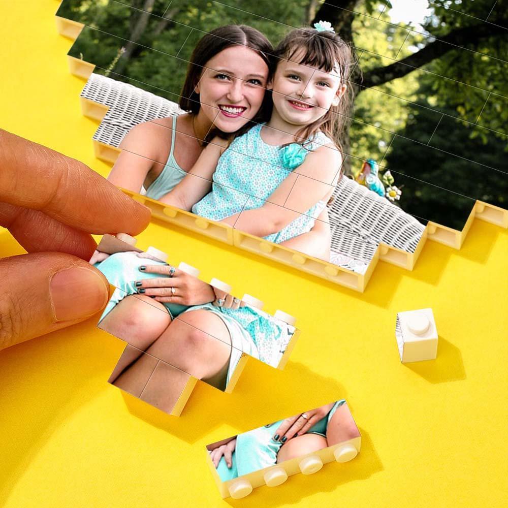 Ladrillo de construcción de código de Spotify personalizado Foto personalizada y bloque de texto en forma de corazón para regalos del Día de la Madre 