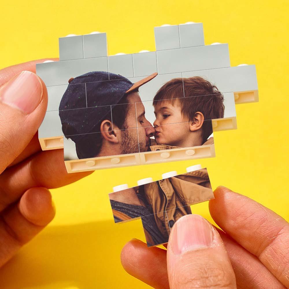 Ladrillo de construcción de código de Spotify personalizado Foto personalizada y bloque de texto en forma de corazón para regalos del día del padre 