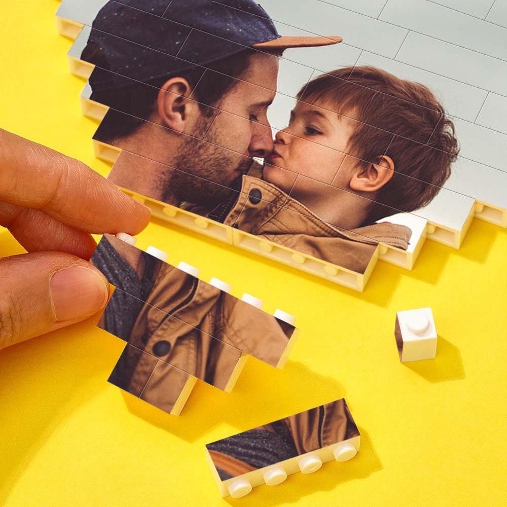 Ladrillo de construcción de código de Spotify personalizado Foto personalizada y bloque de texto en forma de corazón para regalos del día del padre 