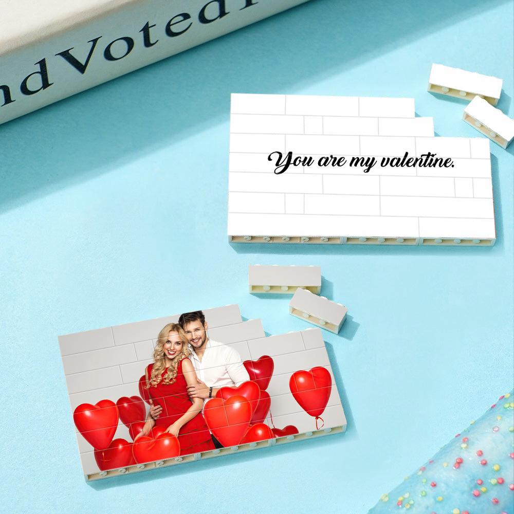 Ladrillo de construcción personalizado Foto personalizada y bloque de texto Regalo de forma cuadrada para parejas 