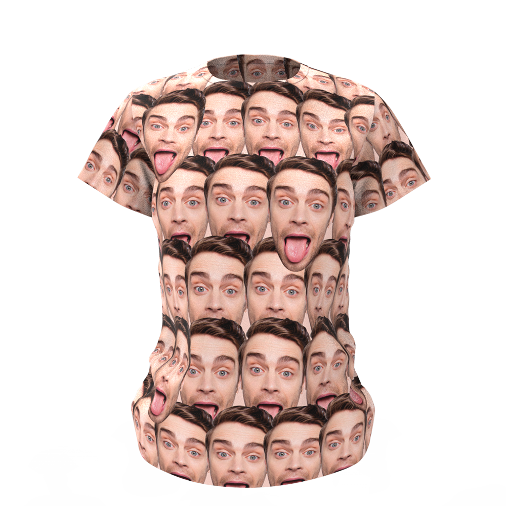 Camiseta Unisex Personalizada Con Estampado Integral Mash Face Para Mujer - 