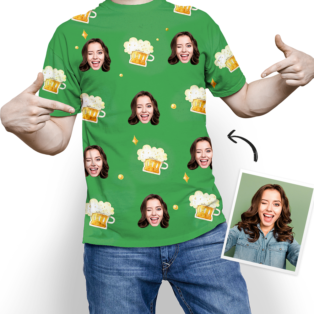 Camiseta Personalizada Con Mi Cara Para El Día De San Patricio - Camiseta De Cerveza - 