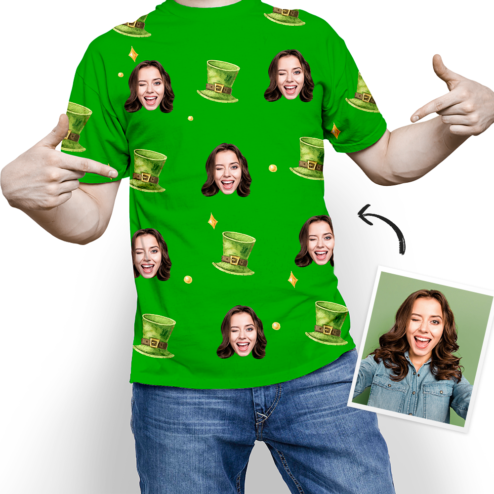 Camiseta Personalizada Con Mi Cara ¡feliz Día De San Patricio! ¡buena Suerte! - 