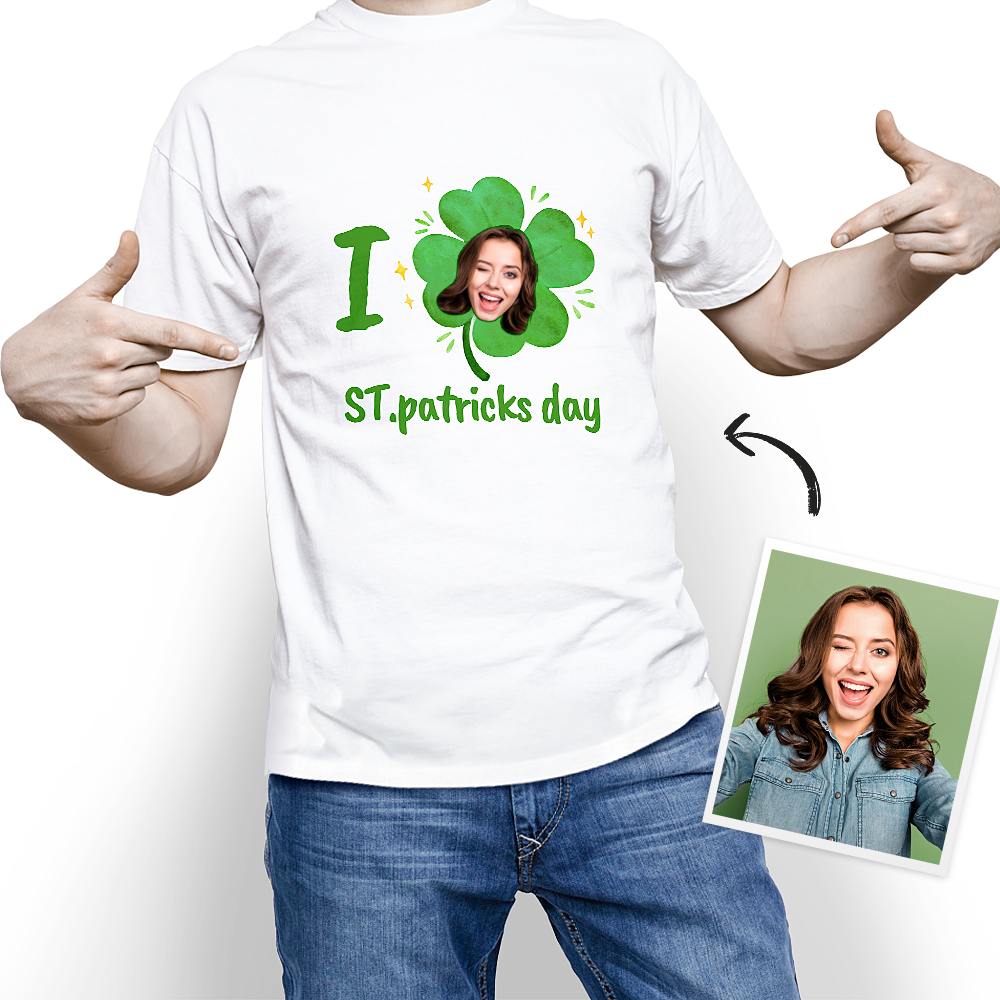 Camiseta Personalizada Con Mi Cara: Me Encanta El Día De San Patricio. - 