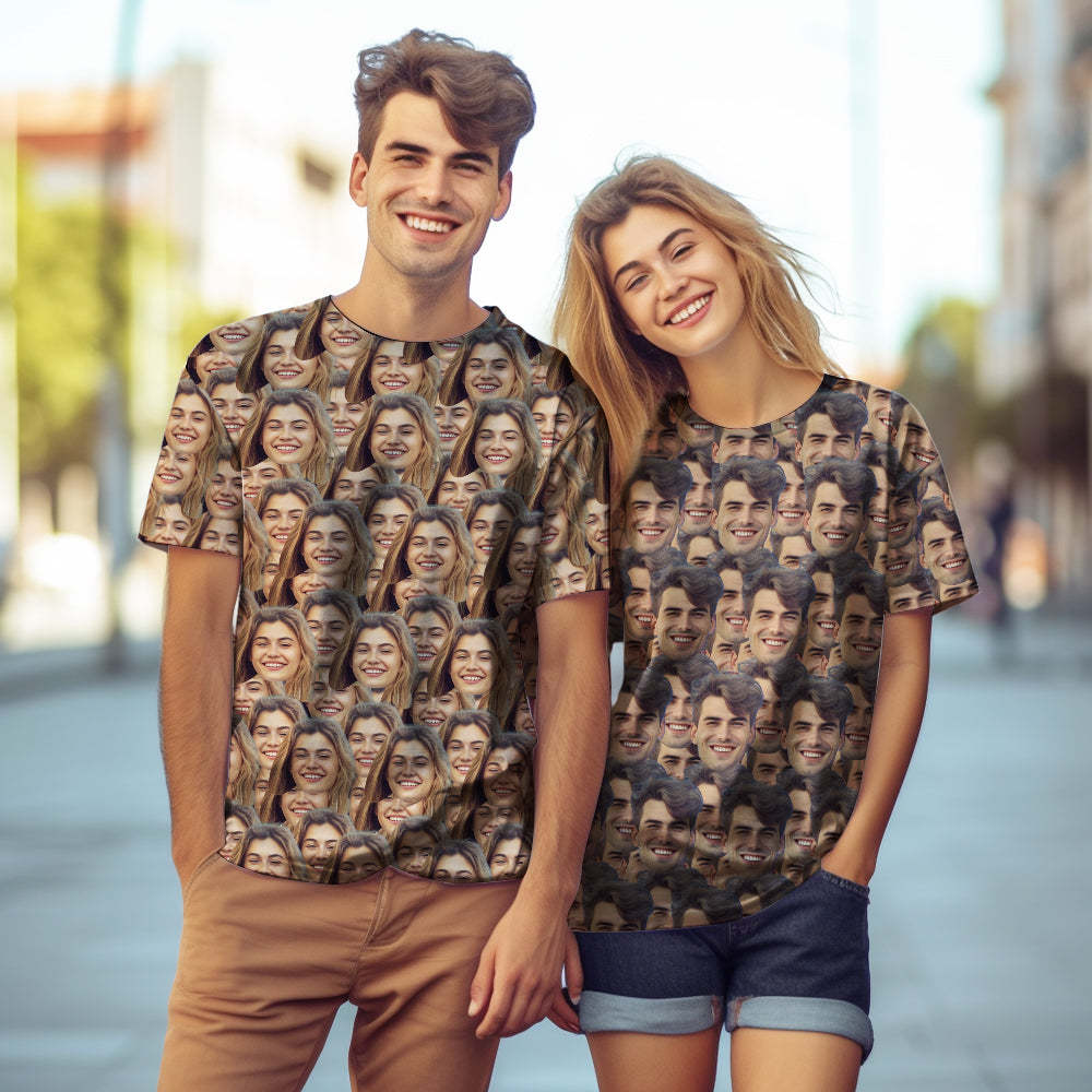 Camiseta Unisex Personalizada Con Estampado Integral Mash Face Para Mujer - 