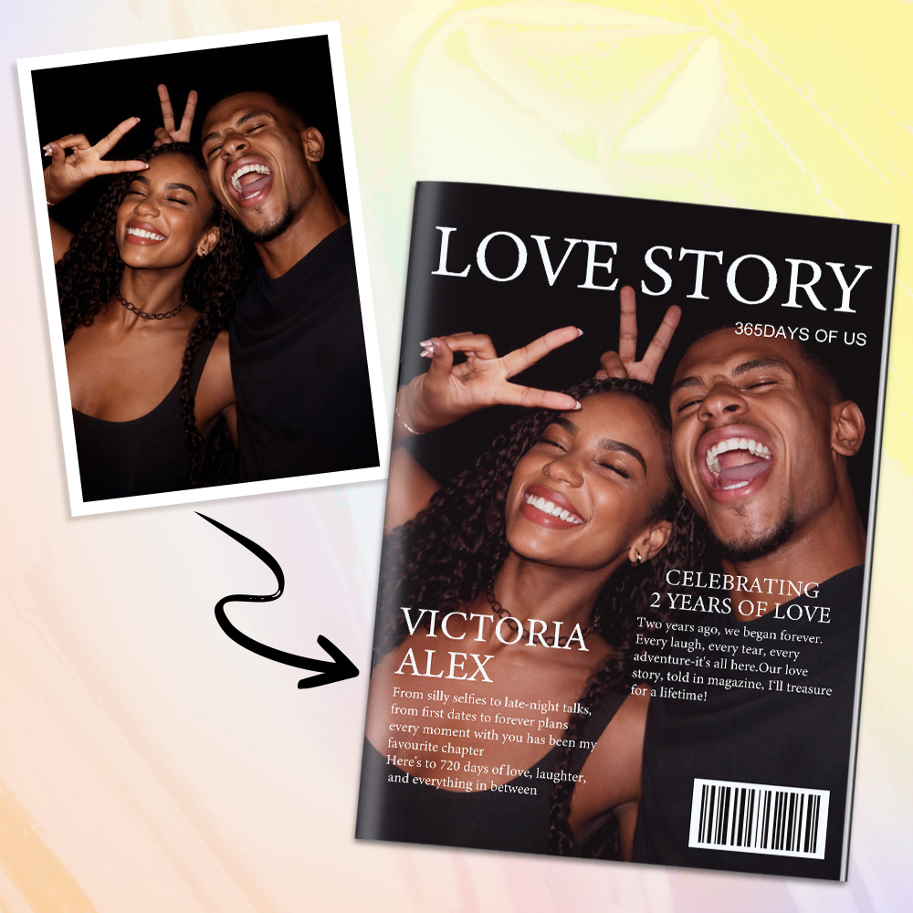 Revista Love Story Personalizada Para Parejas En San Valentín - 