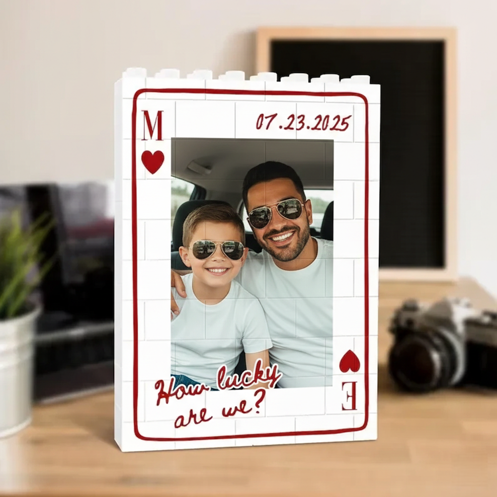 Marco De Rompecabezas De Ladrillos Con Fotos Personalizado: Crea Un Amor Tierno, Un Regalo Especial Para Papá Y El Día Del Padre. - 