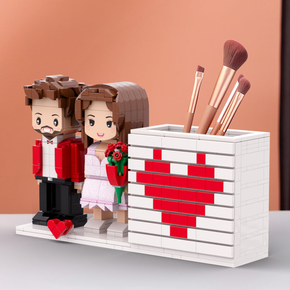 Práctico Regalo Personalizado De Cuerpo Completo Para Parejas, Caja De Lápices Personalizada, Figura De Ladrillo, Regalo Para Parejas En El Día De San Valentín, Cara Redonda, Bloque De Partículas Pequeño, Regalo Para Amantes