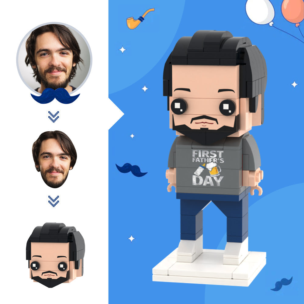Regalos del primer día del padre Figuras de ladrillos de cabeza personalizadas Figuras de ladrillos del día del padre Juguete de bloques de partículas pequeñas