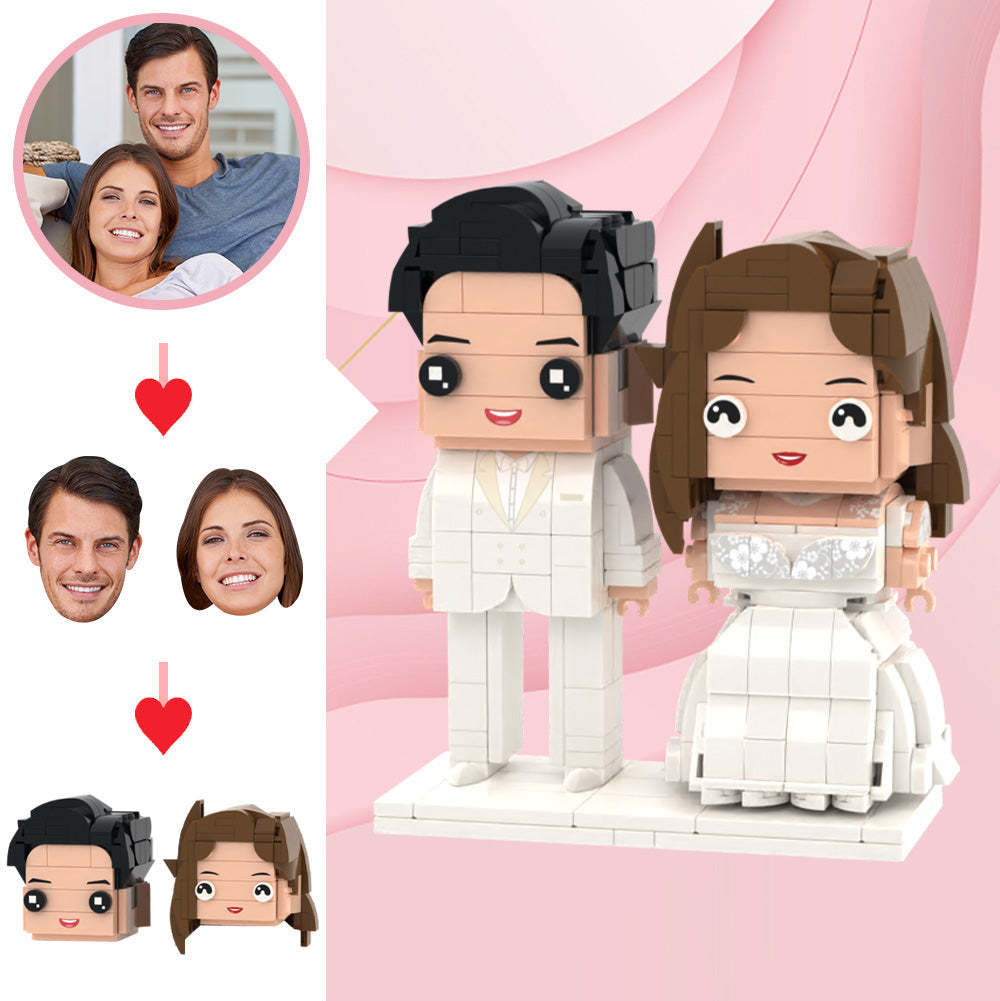 Regalos de boda románticos Figuras de ladrillos personalizadas para 2 personas Figuras de ladrillos con cabeza personalizadas Juguete de bloques de partículas pequeñas 