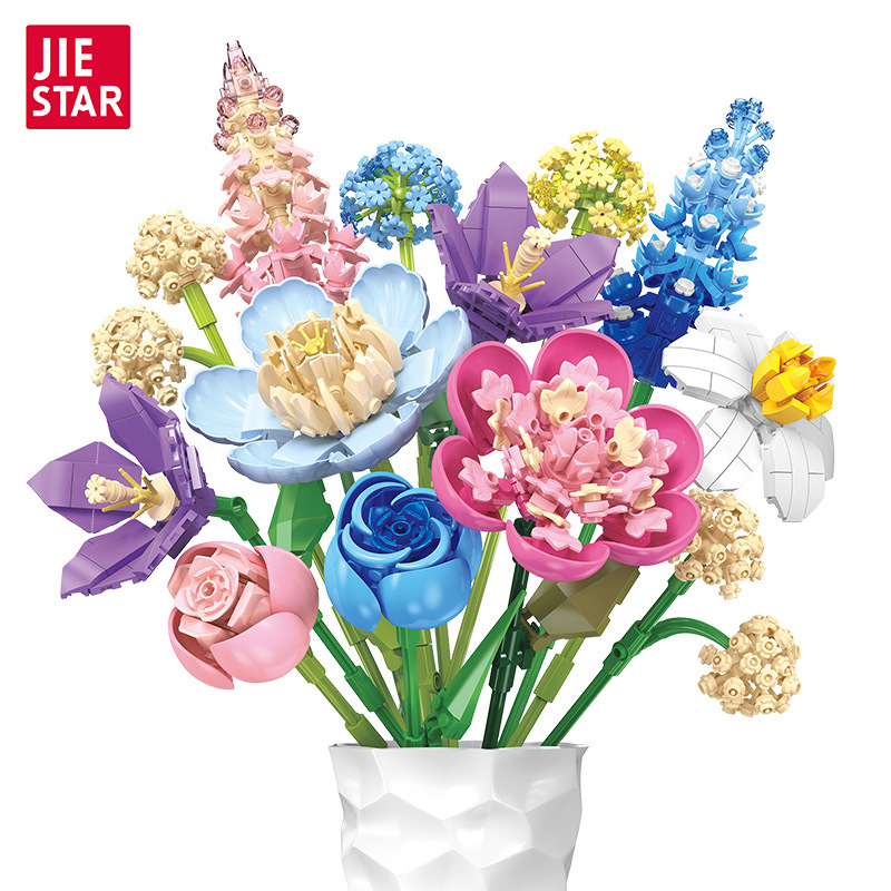 Bloques De Construcción De Ramo De Flores, Regalo Floral Coleccionable, Ramo De 12 Flores - 