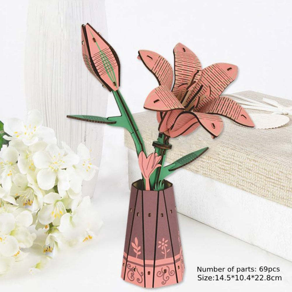 Rompecabezas De Flores De Madera Diy Rompecabezas 3d Regalo Del Día De La Madre Para Mamá - 