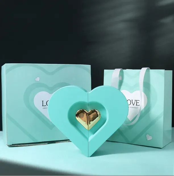 Caja De Regalo En Forma De Corazón Azul - 