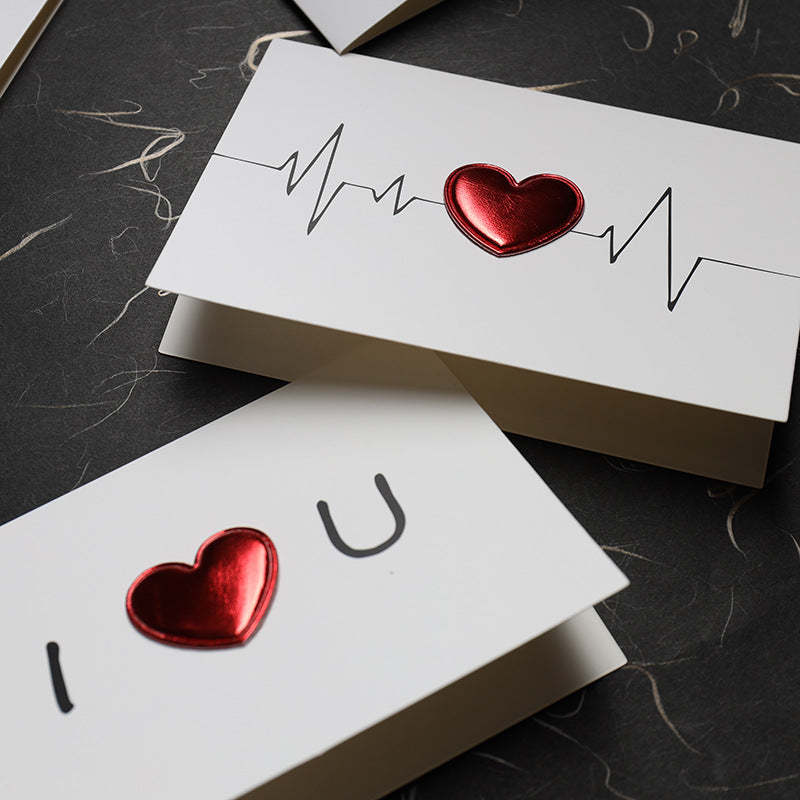 Tarjeta De Felicitación De Amor Con Latido De Corazón Tridimensional. Tarjeta De Regalo Creativa. - 