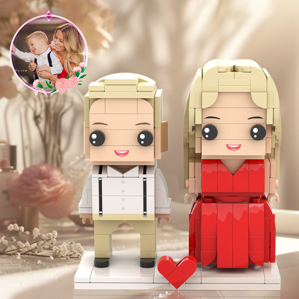 Día De La Madre Camiseta Clásica A Juego Para Madre E Hijo Cabeza Personalizable 2 Personas Figuras De Ladrillo Personalizadas Regalo Para Mamá En El Día De La Madre