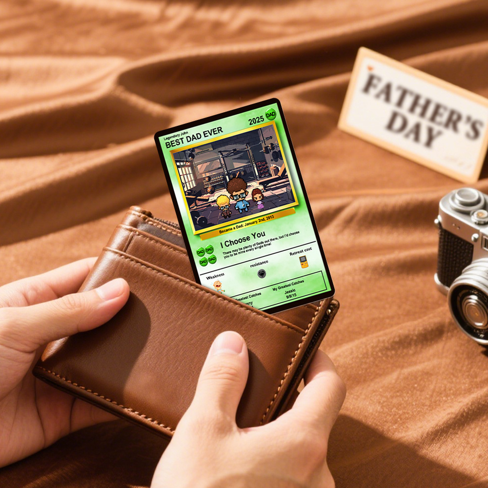 Tarjeta De Monstruo De Anime Para El Día Del Padre, Tarjeta De Monstruo De Anime Personalizada, Regalo Para El Día Del Padre Para Un Amante De Los Monstruos De Anime, Tarjetas De Metal Para Crear Un Recuerdo Memorable - 