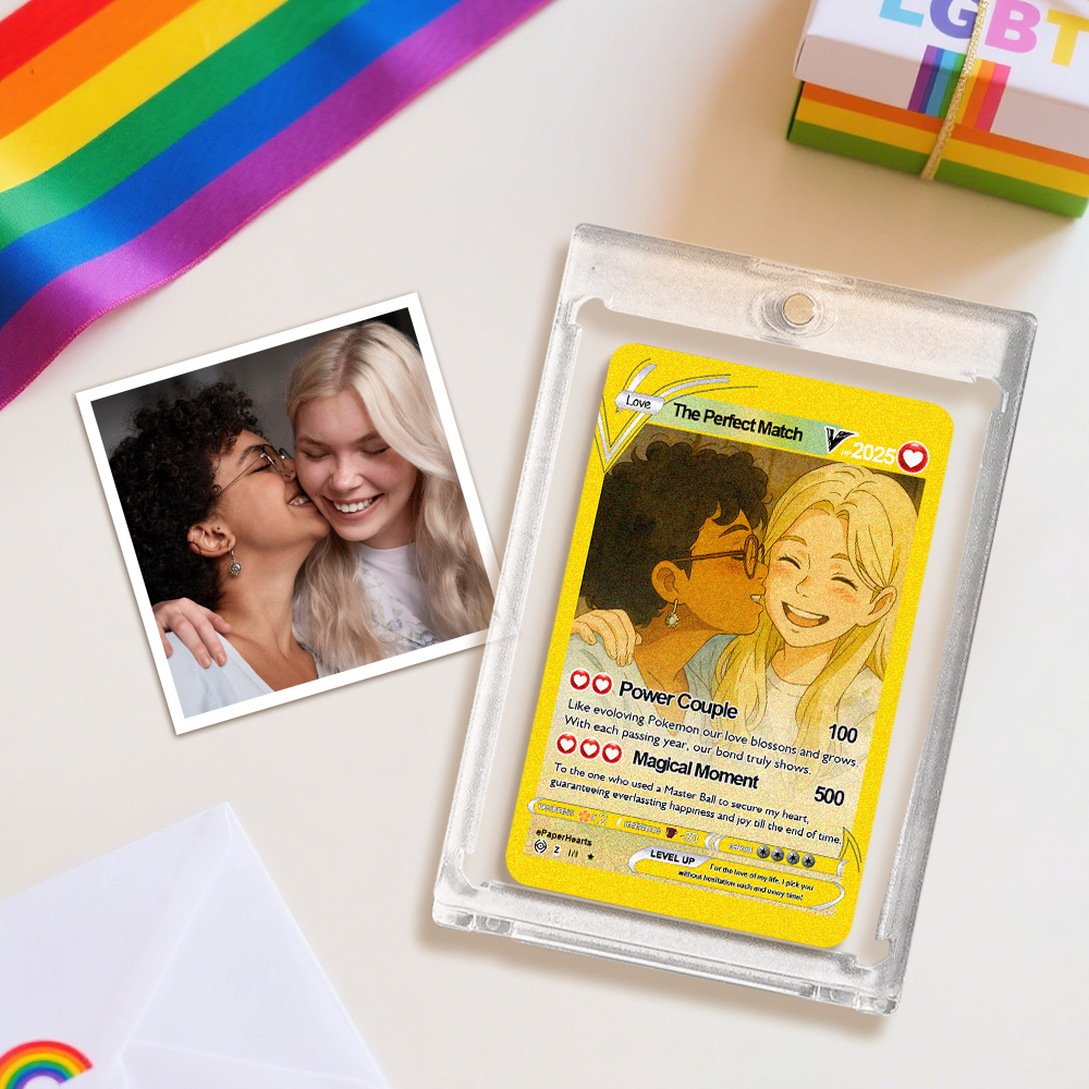 Tarjeta Personalizada De Monstruo De Anime De Pareja De Lesbianas. Regalo Personalizado De Monstruo De Anime Para Su Novia. Arte De Pareja. Recuerdo Romántico. - 