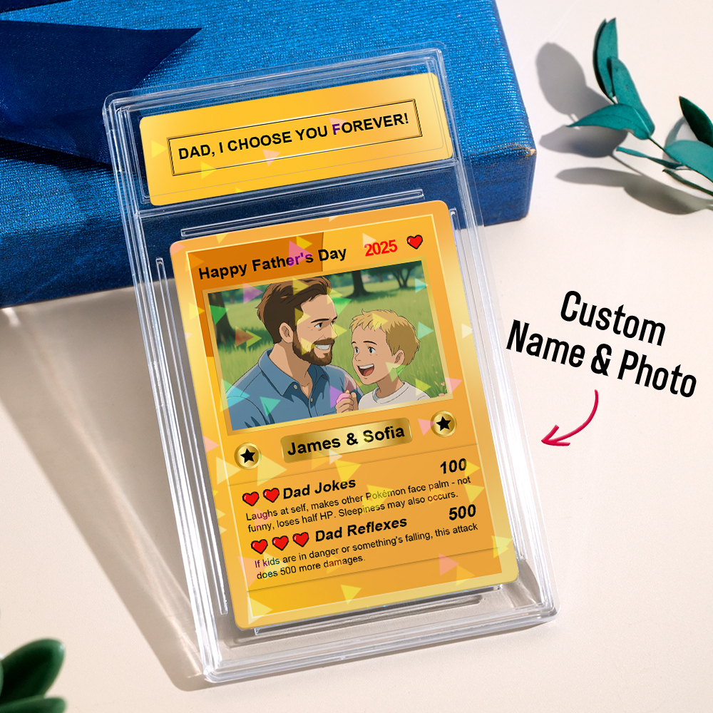 Tarjeta Personalizada Con Foto De Anime Para El Día Del Padre. Papá, Te Elijo Para Siempre. Tarjeta De Monstruo De Anime. Regalo Para El Día Del Padre Para El Abuelo. Nuevo Regalo Para El Abuelo. Tarjeta Billetera Para Papá. - 